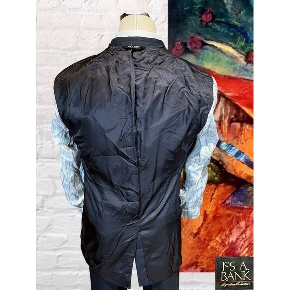 Jos A Bank Signature 42L Navy Blue Micro Pinstripe Silk Wool Blazer Suit Jacket - Picture 8 of 14